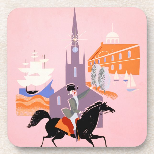 Porta-copo Poster de viagens Para Alegy Airlines Para Boston (Frente)