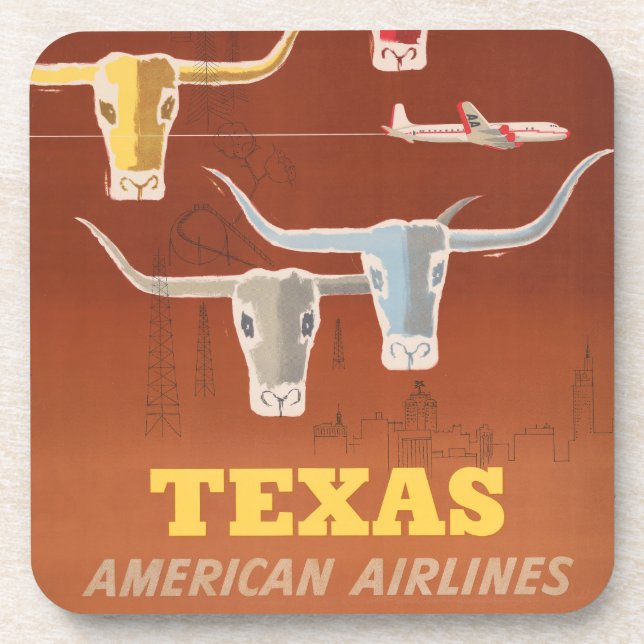 Porta-copo Poster de viagens Para American Airlines No Texas (Frente)