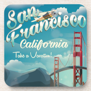Porta-copo Poster de viagens vintage de de férias de São Fran