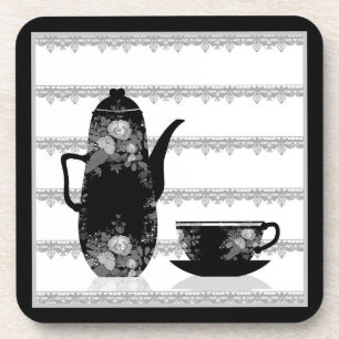 Porta-copo Pote de chá copo de café preto ilustração bran