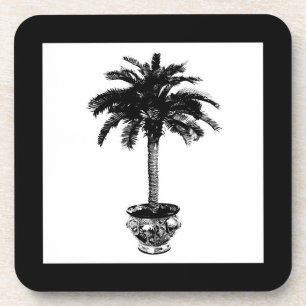 Porta-copo Potted Palm Tree - black and white