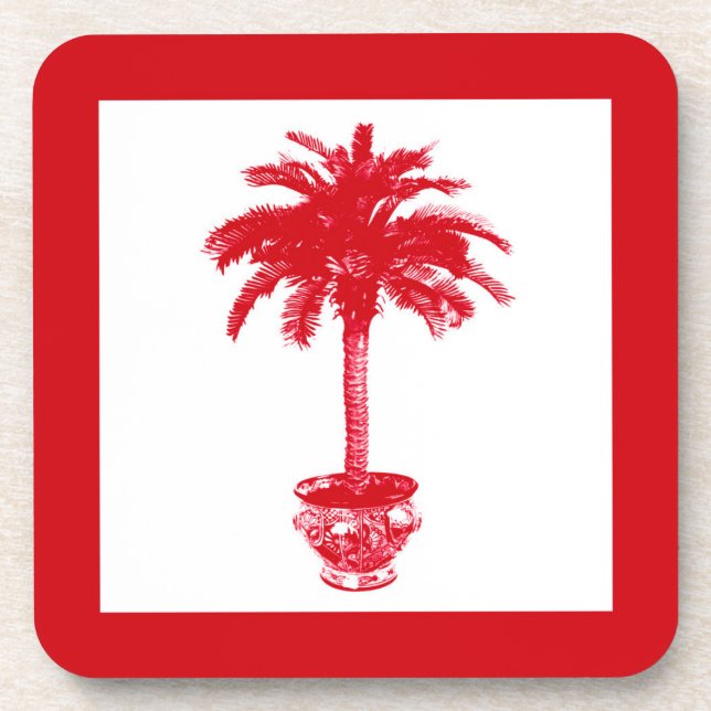 Porta-copo Potted Palm Tree - deep red and white (Frente)