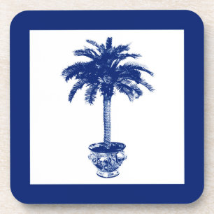 Porta-copo Potted Palm Tree - navy blue and white