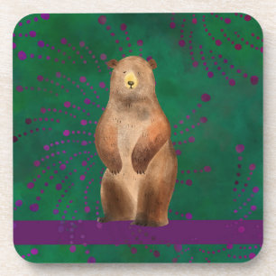 Porta-copo Pousa-copos com Ilustração de Urso em Redemoinhos