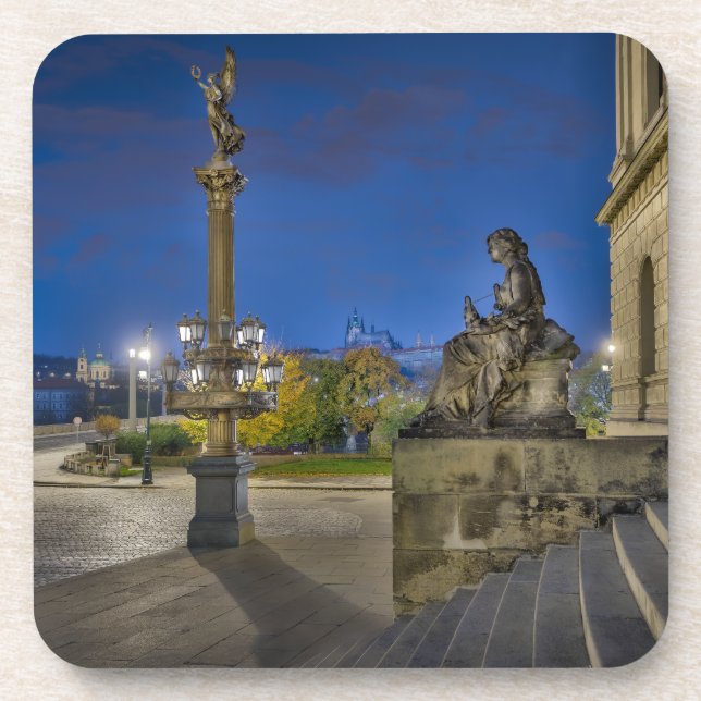 Porta-copo Prague Castle Night Hard Plastic Coaster (Frente)