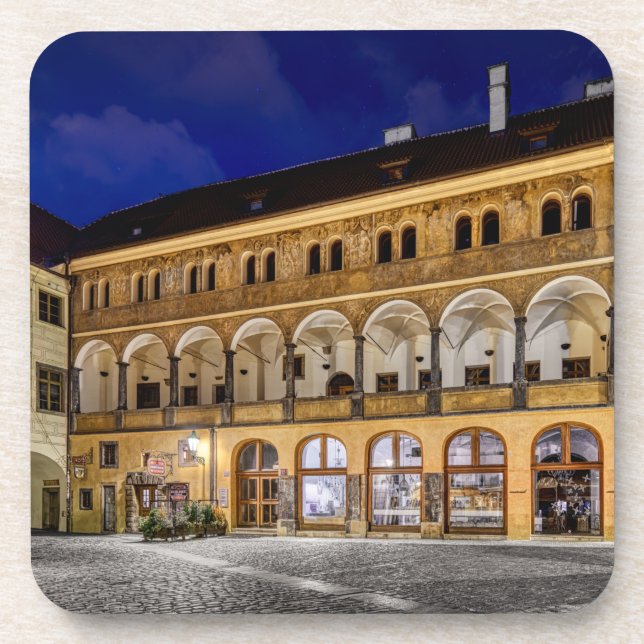 Porta-copo Prague Old Town Ungelt Night Hard Plastic Coaster (Frente)