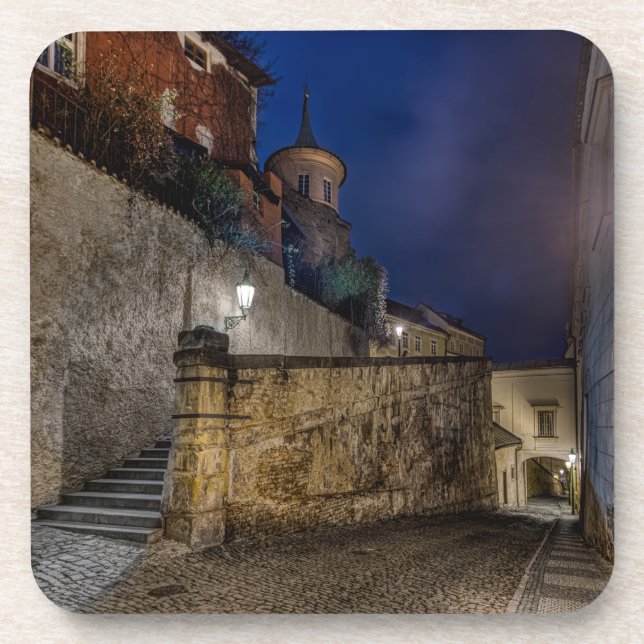 Porta-copo Prague Thunovska Street Night Hard Plastic Coaster (Frente)