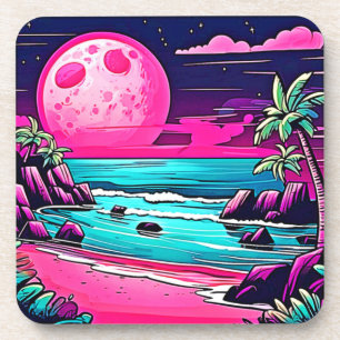 Porta-copo Praia da Lua Rosa Vibrante