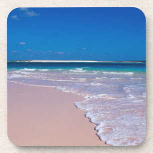 Porta-copo Praia de areia rosa na Baía de Conch, Ilha do Gato