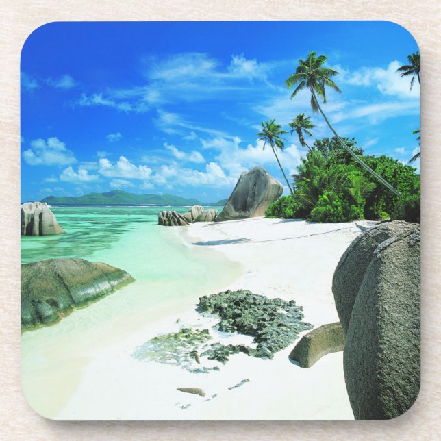 Porta-copo Praias Tropicais | Ilha La Digue (Frente)