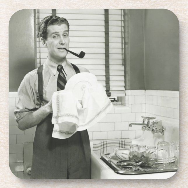 Porta-copo Pratos de lavagem do homem (Frente)