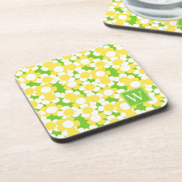 Porta-copo Preppy Daisy Bloom – Monograma Amarelo e Lima