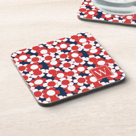 Porta-copo Preppy Daisy Bloom – Monograma Vermelho Branco e A