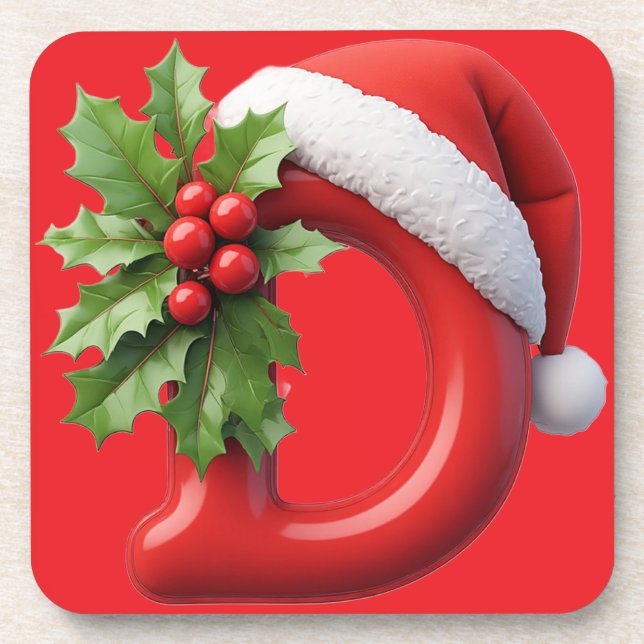 Porta-copo Presente de Monograma de Letra D de Natal para Mes (Frente)