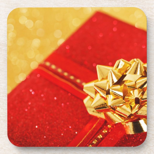 Porta-copo Presente de Natal Vermelho (Frente)