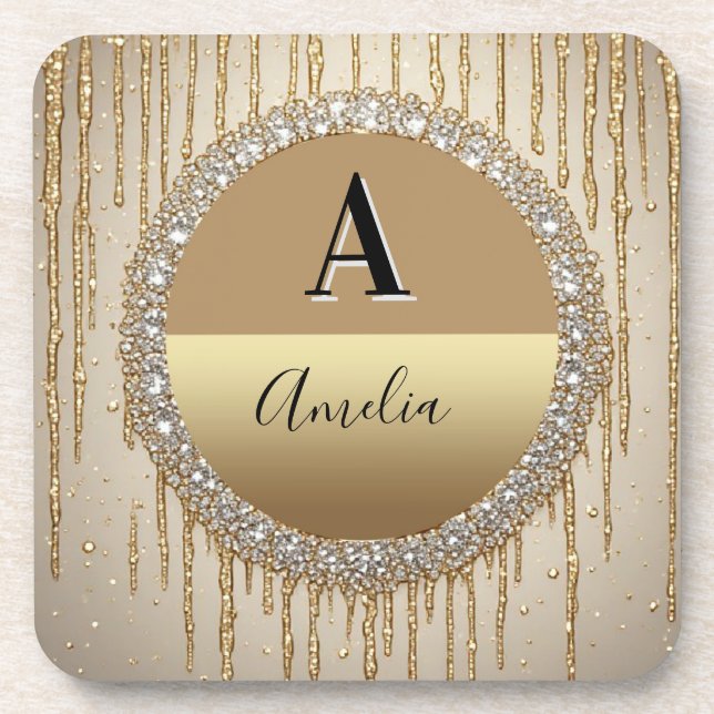 Porta-copo Presente Personalizado com Monograma a Ouro para C (Frente)