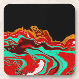 Porta-copo Preto, Dourado, Borgonha, Arte Marble  