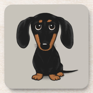 Porta-copo Preto revestido liso bonito e cão do Dachshund de