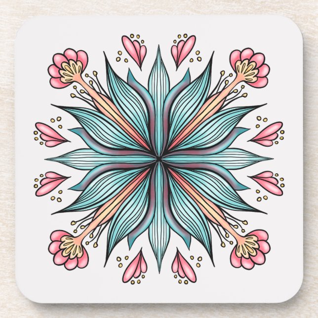 Porta-copo Primavera Blooms: geométrico (Frente)