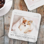 Porta-copo Primeiro Natal de Pet em Quic Moderno para sempre<br><div class="desc">Design é composto por tipografia quic moderna com sans serif e serif font. Adicione uma foto personalizada do animal de estimação adotado e do ano.</div>