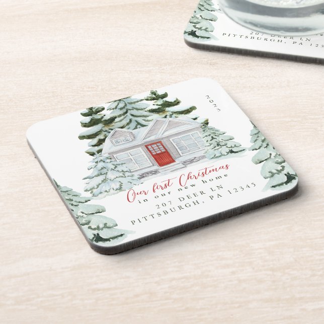 Porta-copo Primeiro Natal em nosso Novo Endereço Doméstico e  (Left Side)