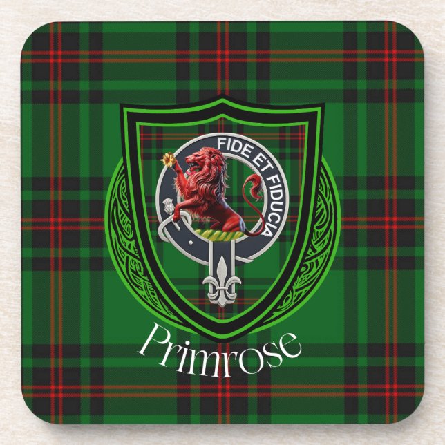 Porta-copo Primrose Scottish Clan Tartan & Crest (Frente)