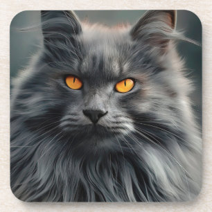 Porta-copo Projeto de Retrato de Majestoso Gato de Cabelo Lon
