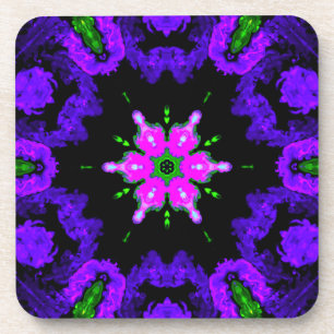 Porta-copo Psicodélica Flor Hippie Rosa Púrpura e Verde