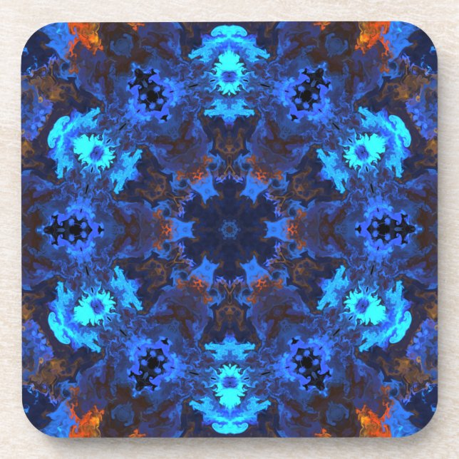 Porta-copo Psicodélico Azul Hippie e Laranja (Frente)