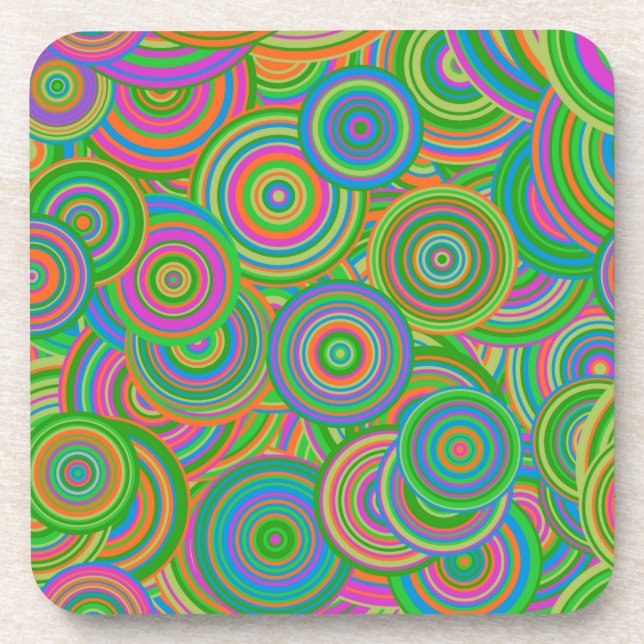 Porta-copo Psychedelic Circles Plastic Coaster (Frente)