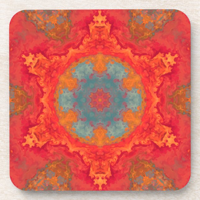 Porta-copo Psychedelic Hippie Blue Orange and Red (Frente)