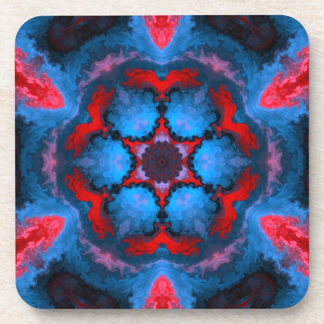 Porta-copo Psychedelic Hippie Flower Blue and Red (Frente)