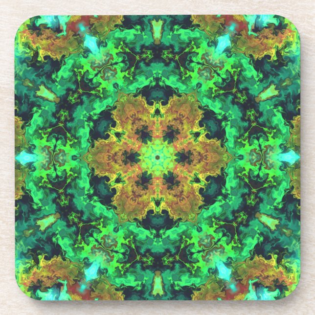 Porta-copo Psychedelic Hippie Flower Orange and Green (Frente)
