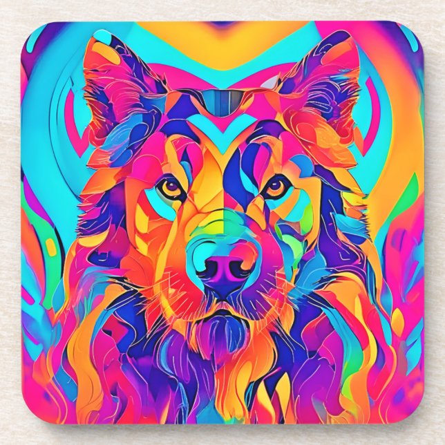 Porta-copo Psychedelic Wolf Majestade (Frente)
