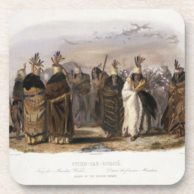 Porta-copo Ptihn-Tak-Ochata, dança das mulheres de Mandan, (Frente)