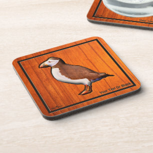Porta-copo Puffin atlântico entalhado