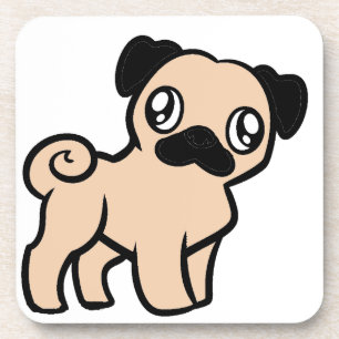 Porta-copo pug cartoonístico cor-de-rosa