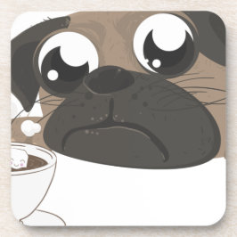 Porta-copo Pug e café