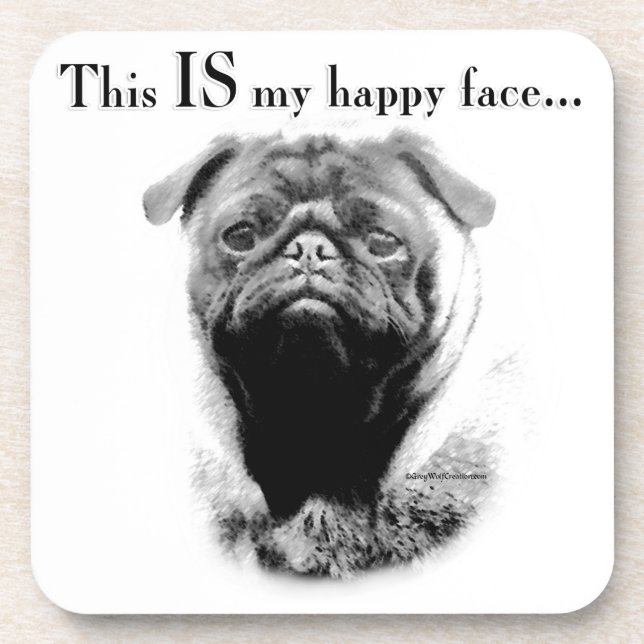 Porta-copo Pug Happy Face (Frente)