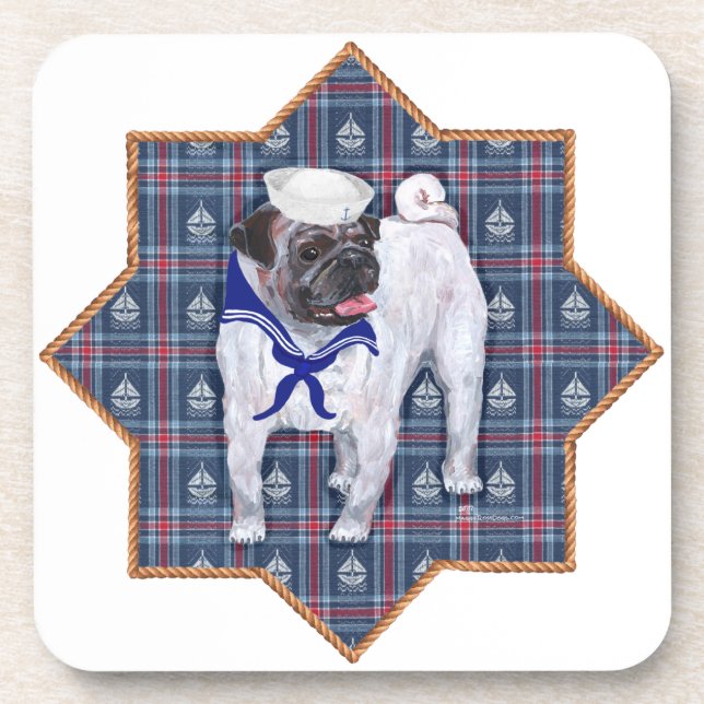 Porta-copo Pug Sailor (Frente)