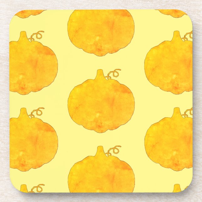 Porta-copo Pumpkin Watercolor Patterno Painting (Frente)