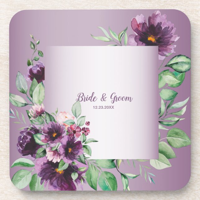 Porta-copo Purple Blush Floral Geometric Greenery (Frente)