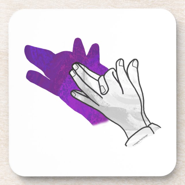 Porta-copo Púrpura de Lobo Silhouette de Mão (Frente)