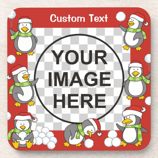 Porta-copo Quadro dos pinguins de Natal (Frente)