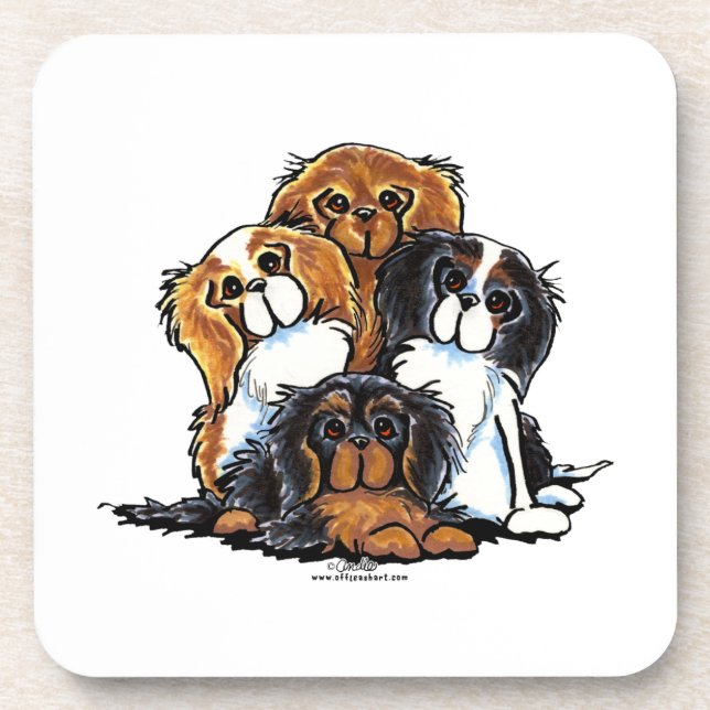 Porta-copo Quatro Cavalier King Charles Spaniels (Frente)
