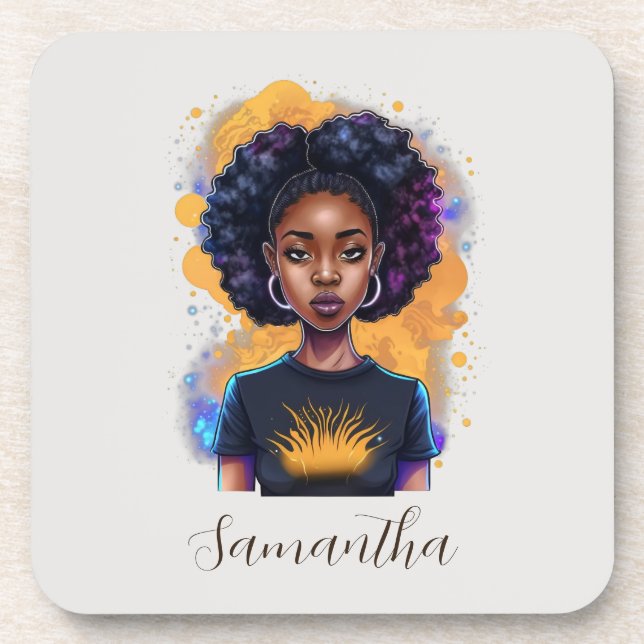 Porta-copo Queimando a mulher afro (Frente)