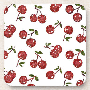 Porta-copo RAB Rockabilly Cerejas Muito Vermelhas Em Branco