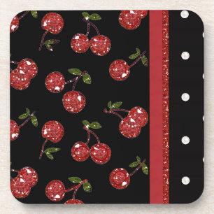 Porta-copo RAB Rockabilly Cerejas Muito Vermelhas Pretas