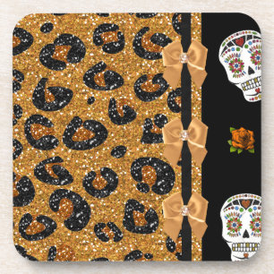 Porta-copo RAB Rockabilly Dourado Estampa de Leopardo Açúcare