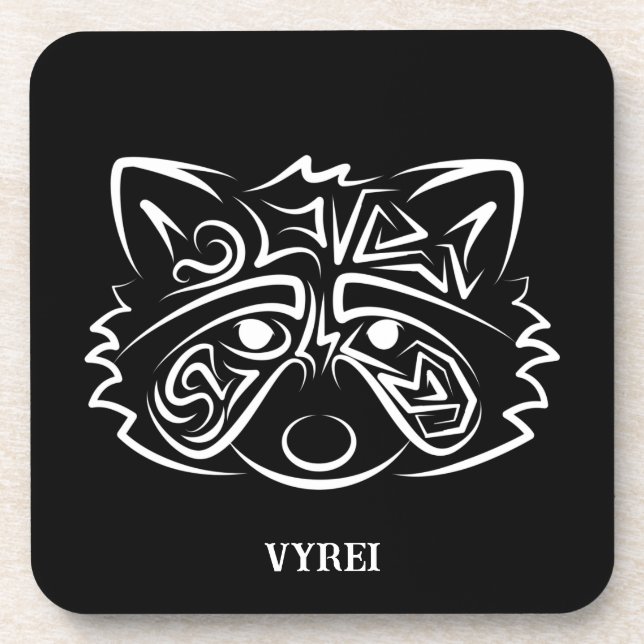 Porta-copo Racconon Tribal Negro e Branco (Frente)